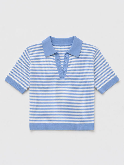 Cropped Polo Top: Azure Women Cropped Polos