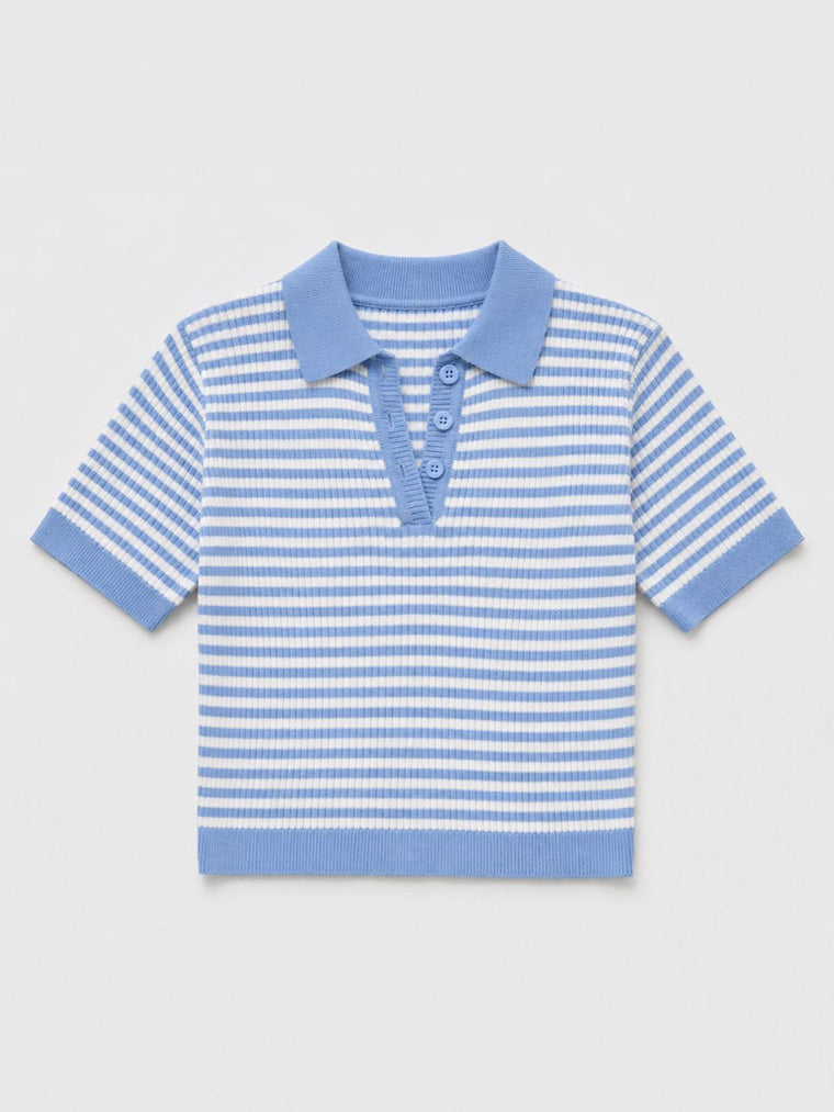 Cropped Polo Top: Azure Women Cropped Polos