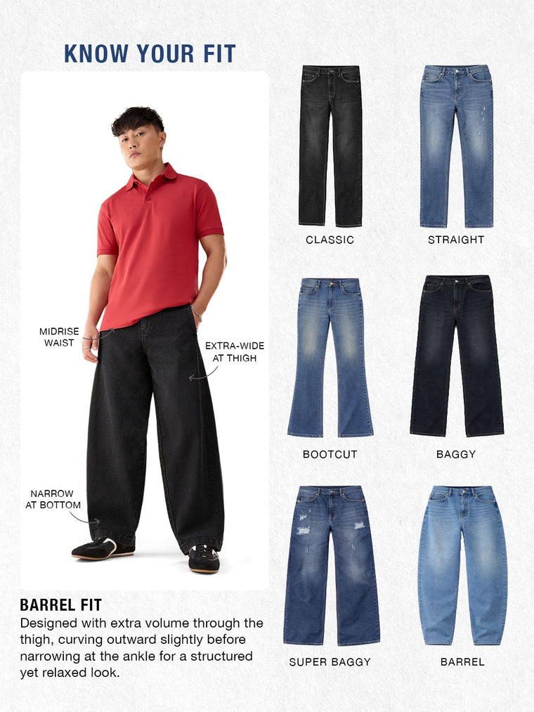 Barrel-Fit Denim: Blue Radius Men Barrel Jeans