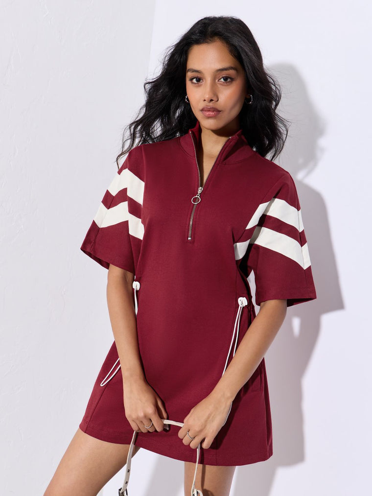 Solids: Crimson Lines Women Polo Dresses