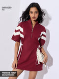 Solids: Crimson Lines Women Polo Dresses