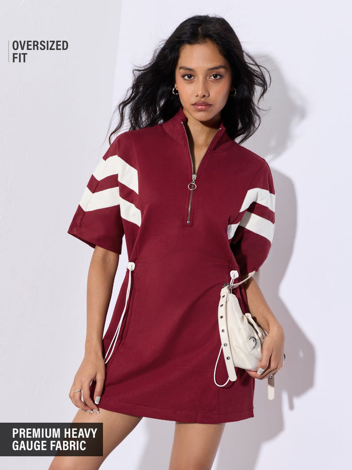 Solids: Crimson Lines Women Polo Dresses