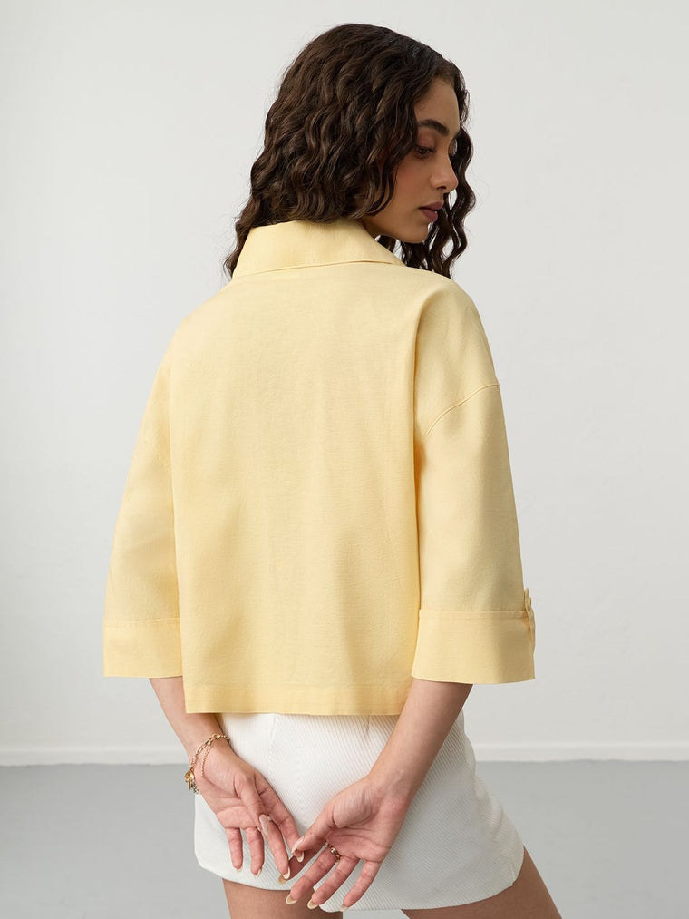 Cotton Linen Shirt: Wheat Women Super Oversized Shirts