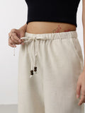 Cotton Linen Pants: Almond Women Straight Pants