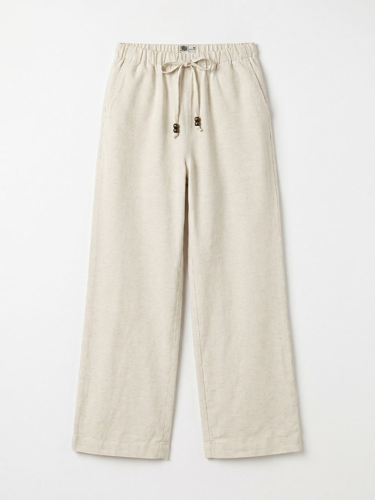 Cotton Linen Pants: Almond Women Straight Pants
