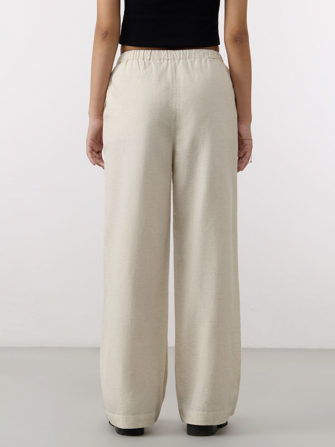 Cotton Linen Pants: Almond Women Straight Pants