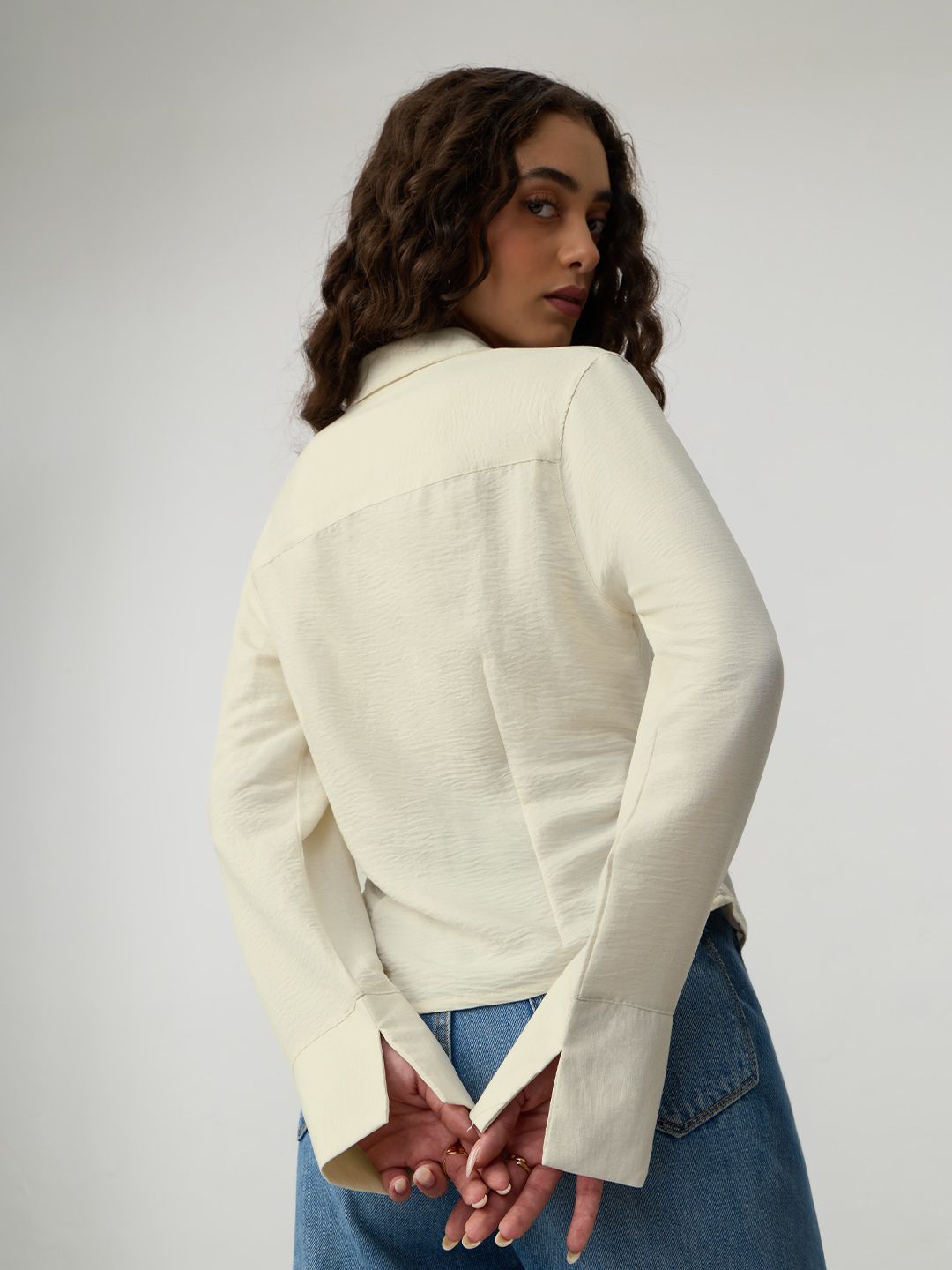 Tailored Solids: White Chocolate Women Fitted Shirts
