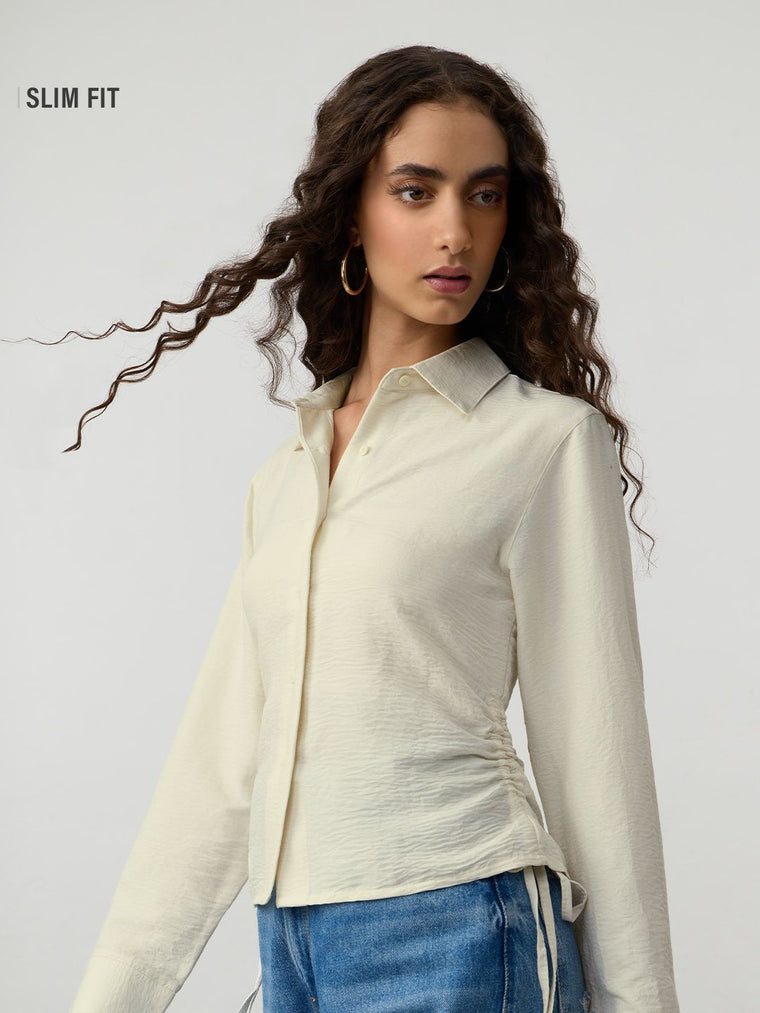 Tailored Solids: White Chocolate Women Fitted Shirts