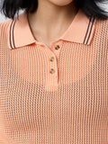 Open Knit Polo: Tangerine Women Polo T-Shirts