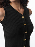 Solid Vest: Carbon Black Women Knit Tops