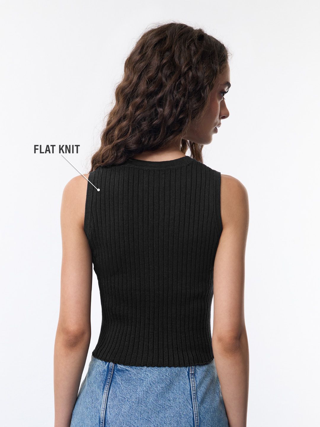 Solid Vest: Carbon Black Women Knit Tops