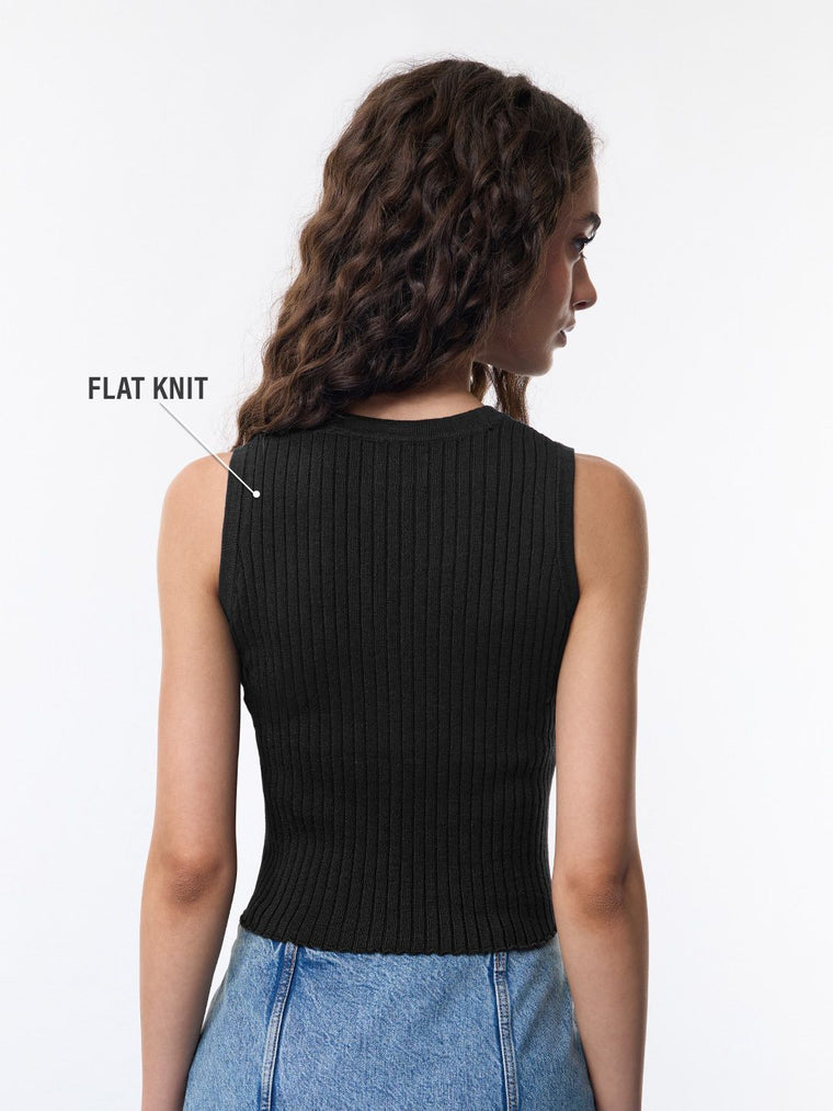 Solid Vest: Carbon Black Women Knit Tops