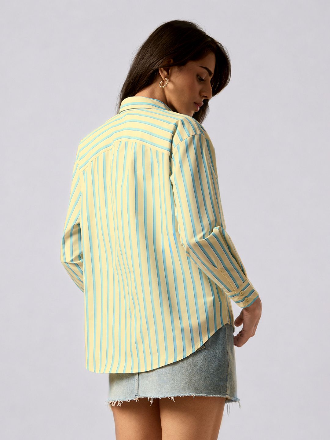 Stripe Shirt: Kale Women Oversized Shirts