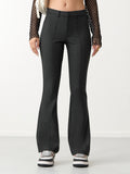 Solids: Stone Black Women Bootcut Pants