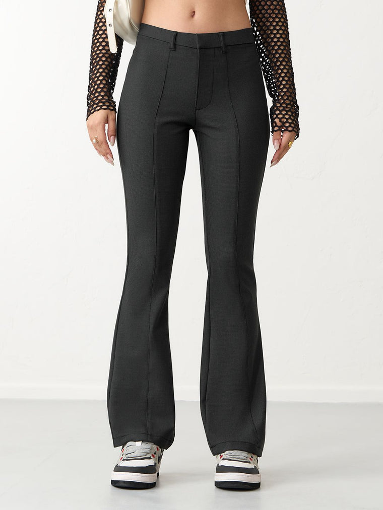 Solids: Stone Black Women Bootcut Pants