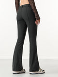 Solids: Stone Black Women Bootcut Pants