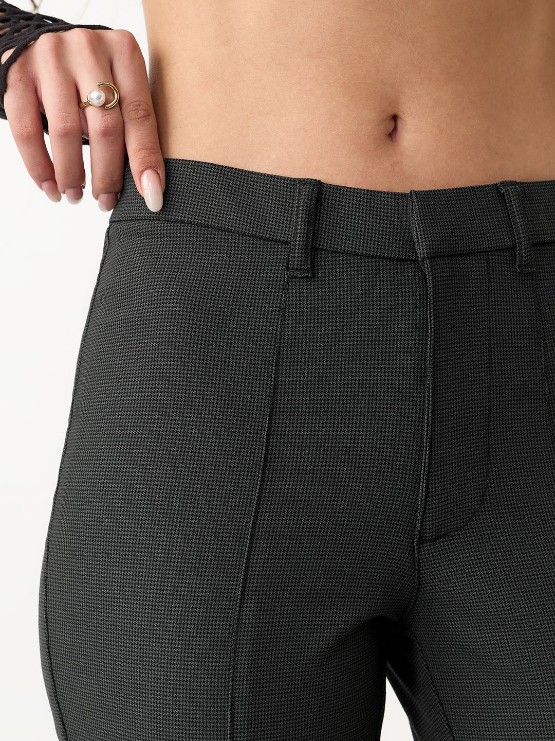 Solids: Stone Black Women Bootcut Pants