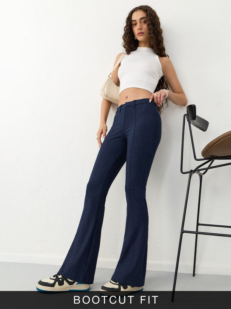 Solids: Regal Blue Women Bootcut Pants