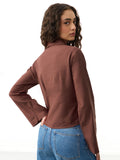 Cotton Linen Shirt: Raw Umber Women Fitted Shirts