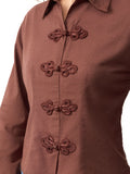 Cotton Linen Shirt: Raw Umber Women Fitted Shirts