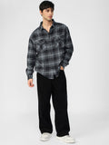 Plaid: Greyscale Men Utility Shirts