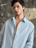Stripes Shirt: Sky Blue Men Relaxed Shirts