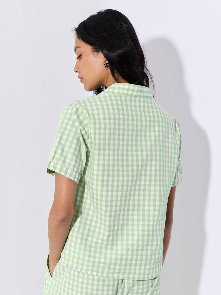 Plaid Shirt: Sleepy Sage Women Lounge Shirts