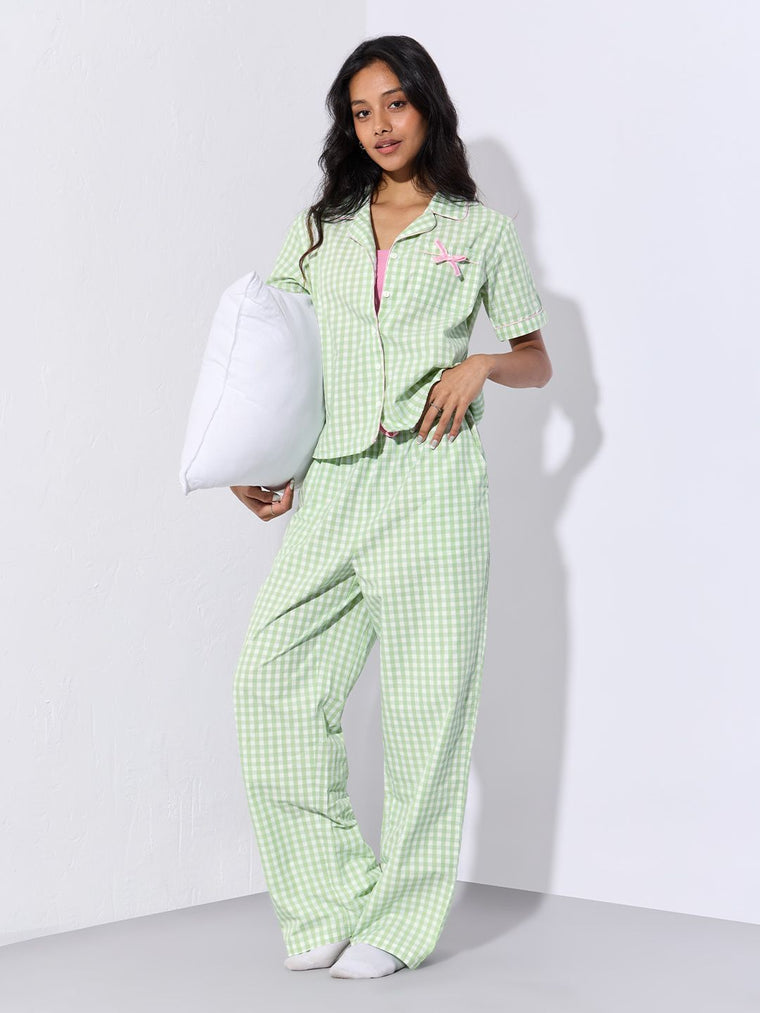 Plaid Shirt: Sleepy Sage Women Lounge Shirts