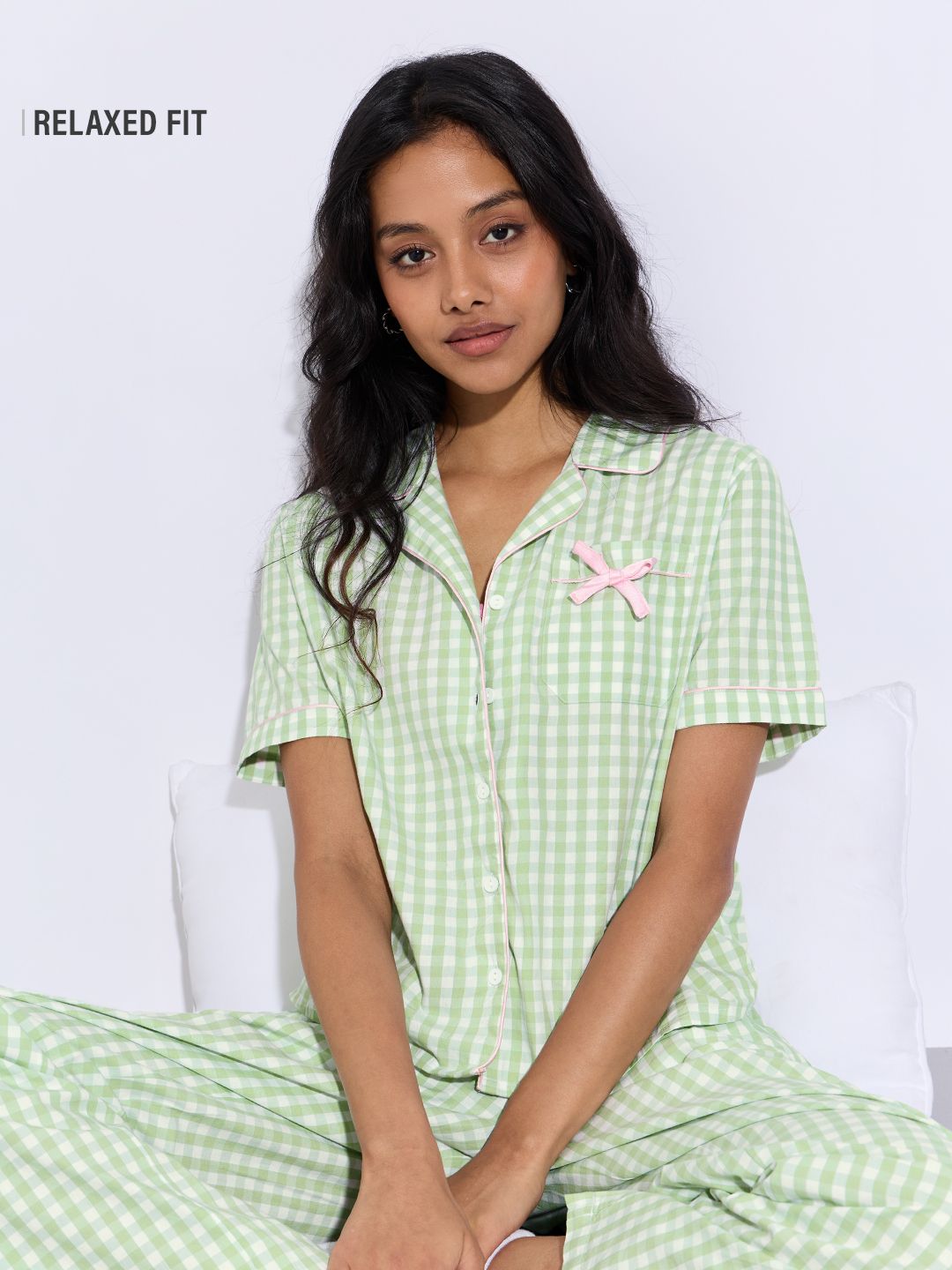 Plaid Shirt: Sleepy Sage Women Lounge Shirts