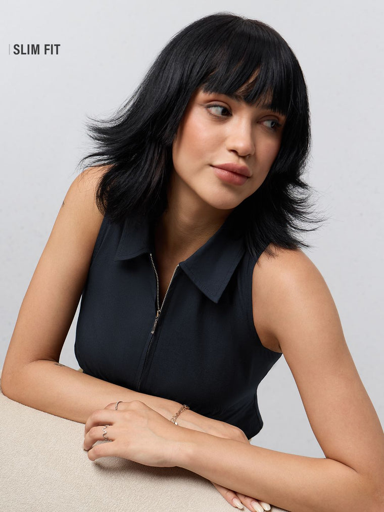 Solids: Prussian Blue Women Fashion Tops