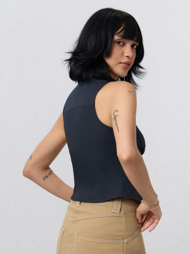 Solids: Prussian Blue Women Fashion Tops