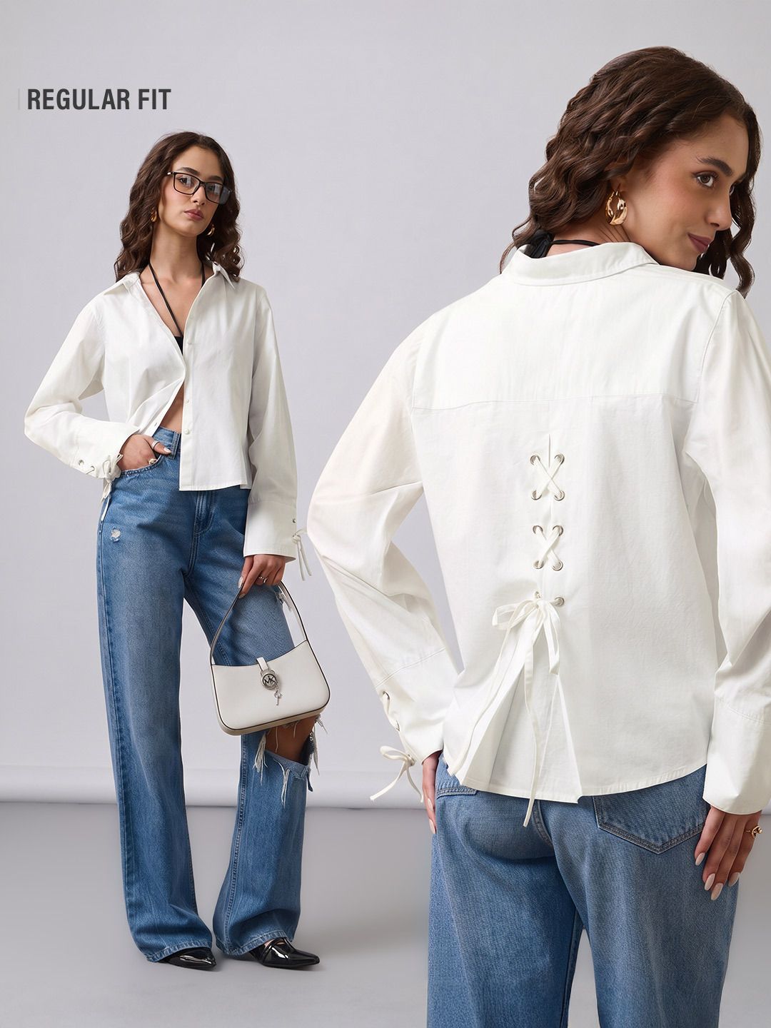 Classic Solids: Ivory Women Regular Shirts