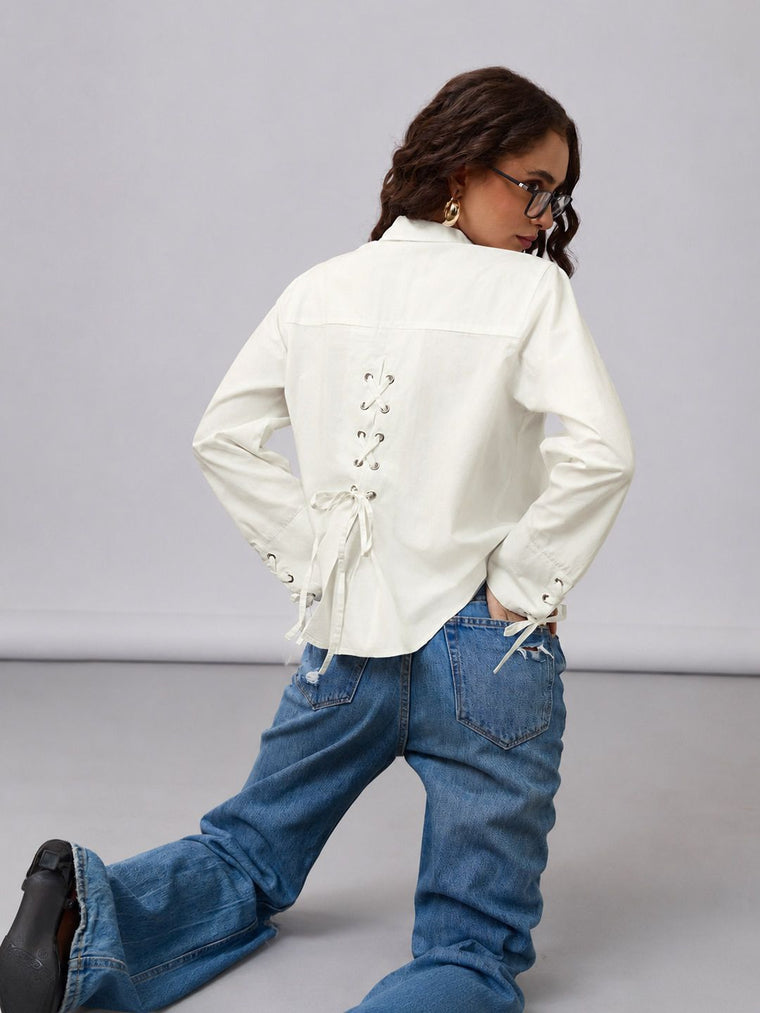 Classic Solids: Ivory Women Regular Shirts