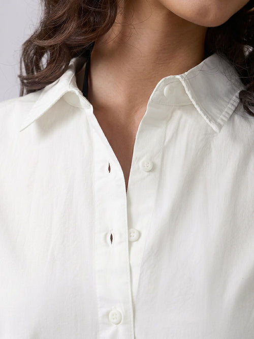 Classic Solids: Ivory Women Regular Shirts