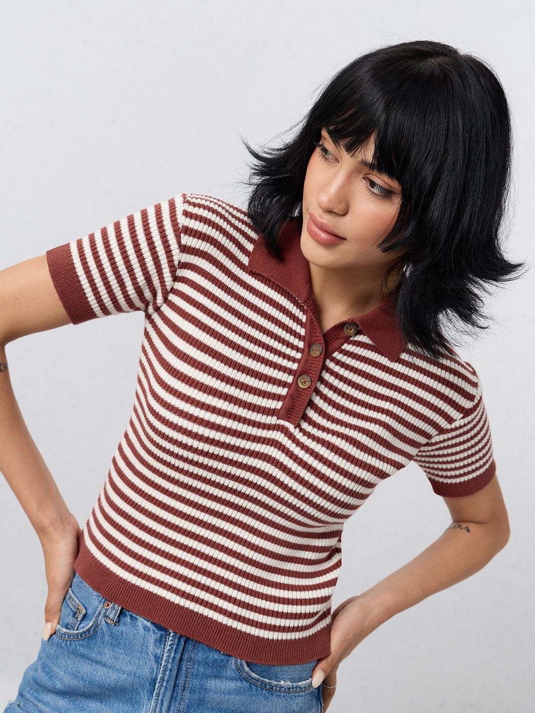 Cropped Polo Top: Fiery Women Cropped Polos