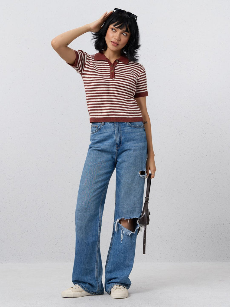 Cropped Polo Top: Fiery Women Cropped Polos