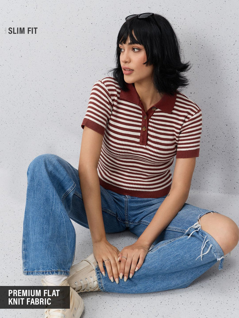 Cropped Polo Top: Fiery Women Cropped Polos