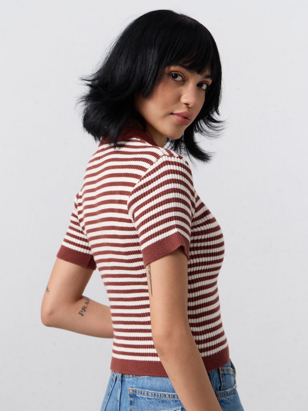 Cropped Polo Top: Fiery Women Cropped Polos