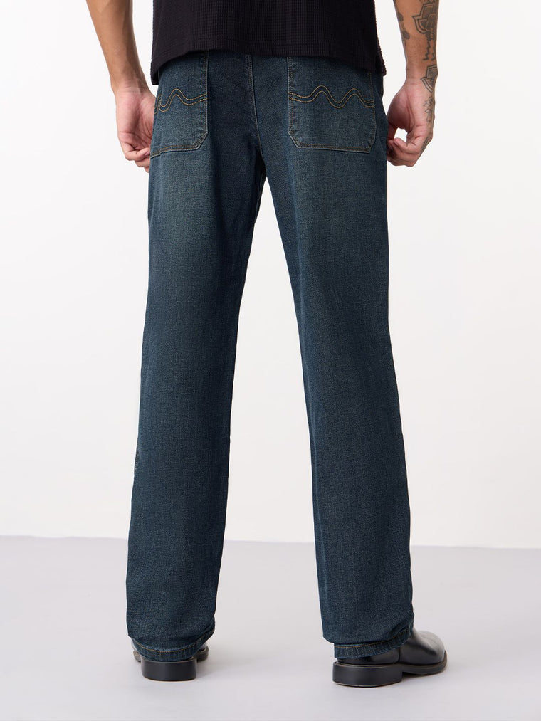Straight-Fit Denim: Blue Horizon Men Straight Fit Jeans