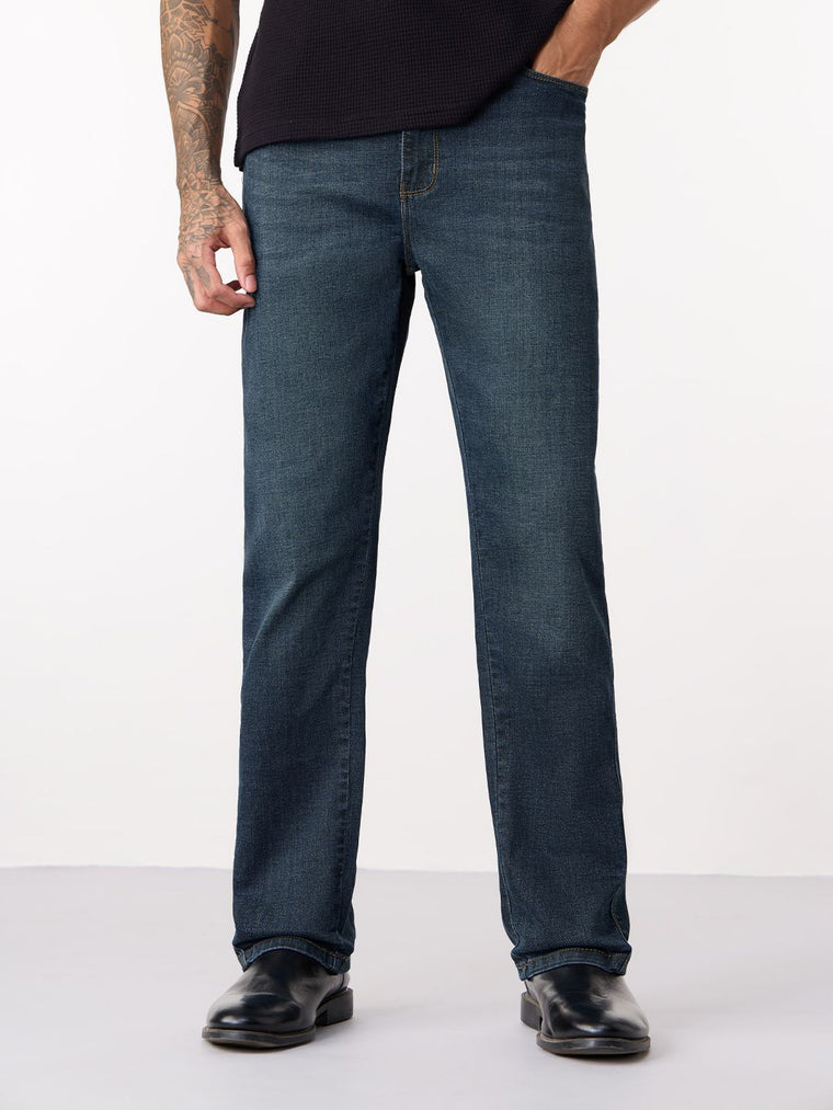 Straight-Fit Denim: Blue Horizon Men Straight Fit Jeans