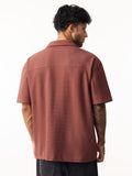 Textured Waffle: Merlot Men Textured Shirts