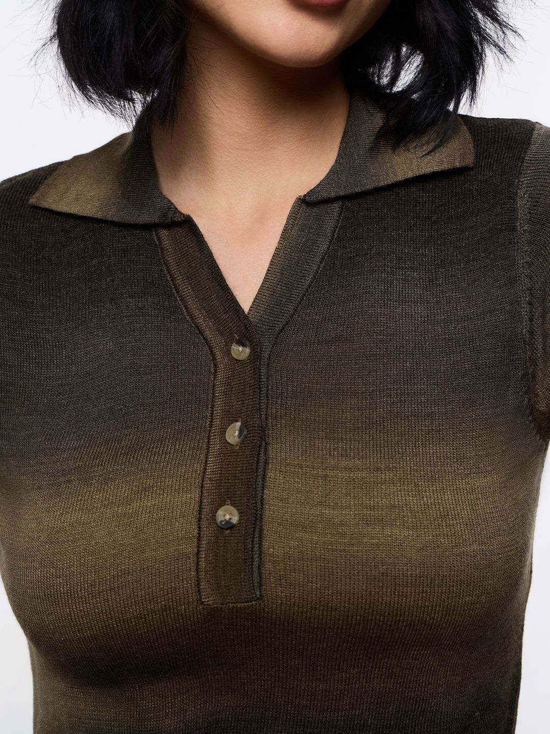 Crop Polo Top: Espresso Women Knit Tops