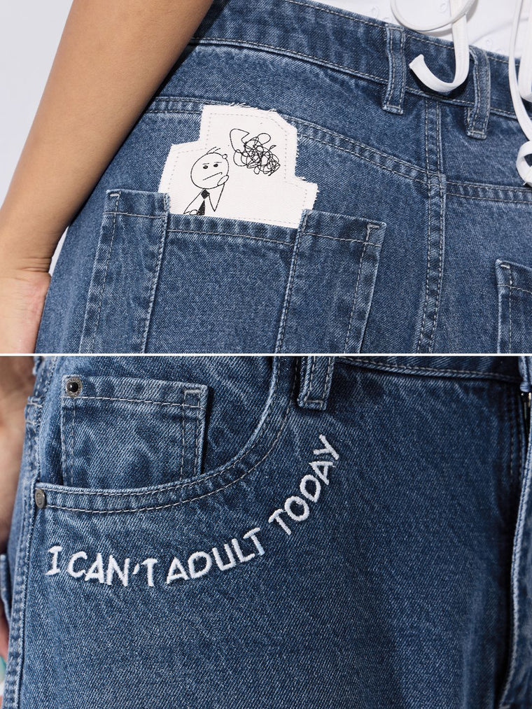 Barrel-Fit Denim: Doodle Women Barrel Denims