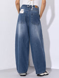 Barrel-Fit Denim: Doodle Women Barrel Denims