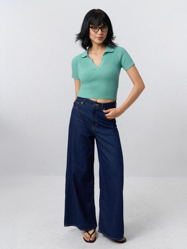 Essential Solids: Teal Women Knit Tops