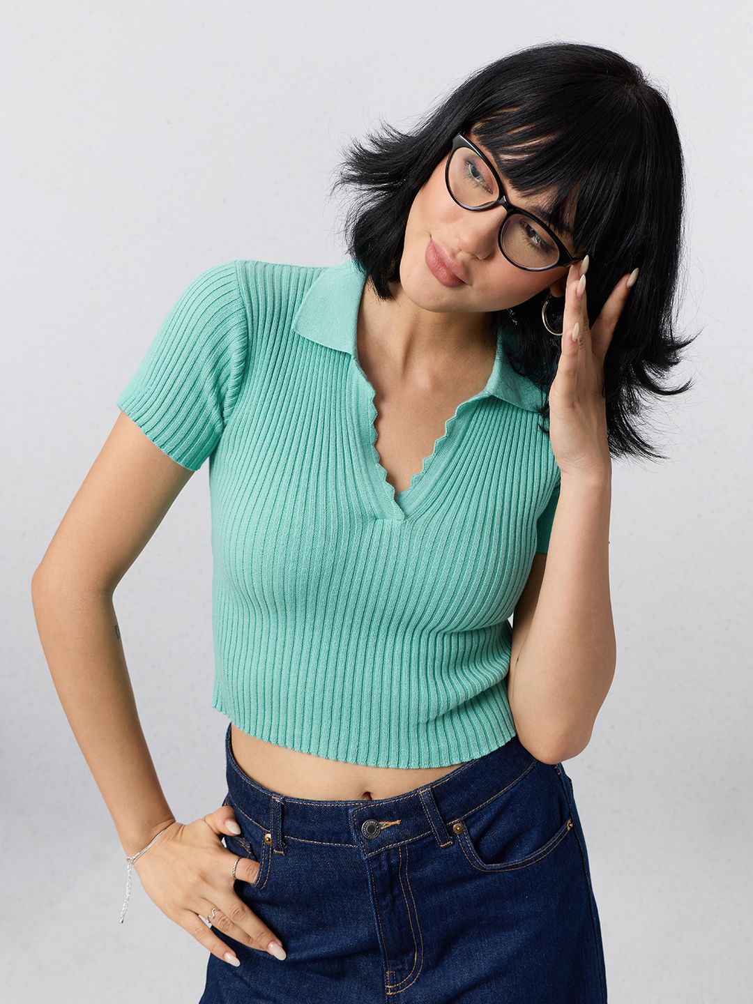 Essential Solids: Teal Women Knit Tops
