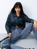Satin Solid Shirt: Teal Glow Women Relaxed Shirts