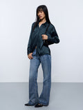 Satin Solid Shirt: Teal Glow Women Relaxed Shirts