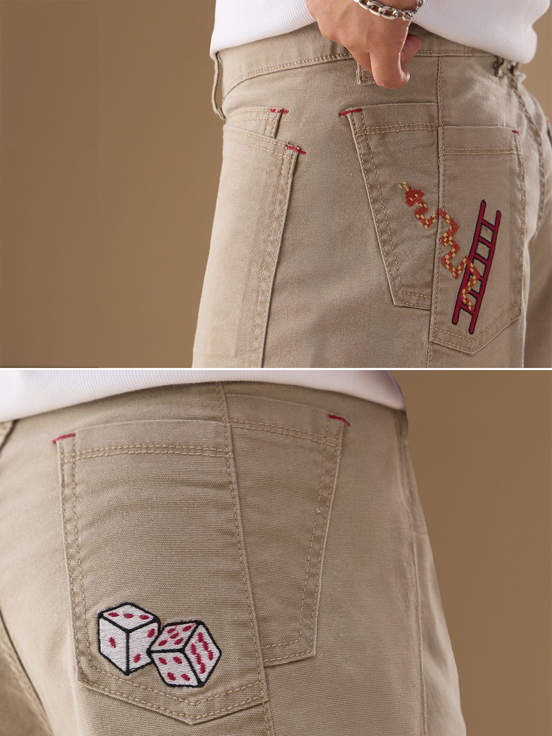 Barrel-Fit Denim: Snakes & Ladders Men Barrel Jeans