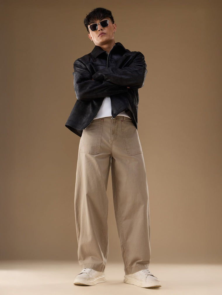 Barrel-Fit Denim: Snakes & Ladders Men Barrel Jeans